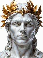 mythical creature fairy marble statue head bust on white background