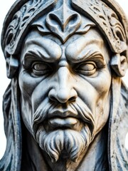 Fototapeta premium mythical creature djinn marble statue head bust on white background