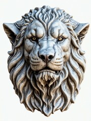 mythical creature cerberus marble statue head bust on white background