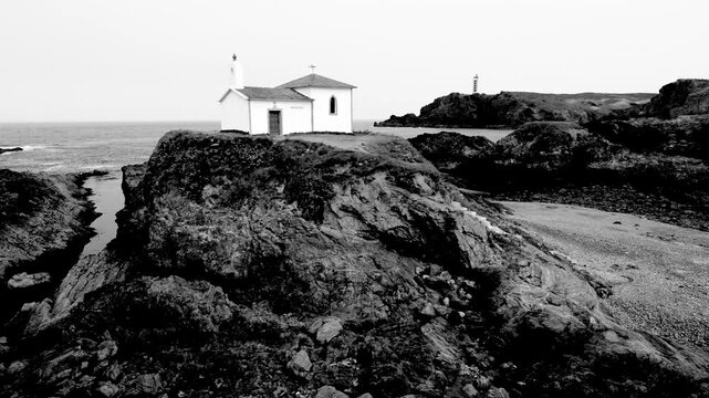 The Chapel of Nosa Se&ntilde;ora do Porto, Nosa Se&ntilde;ora do Mar or Virxe do Porto, in the parish of Meir&aacute;s. Valdovino. Province of La Coru&ntilde;a. Galicia. Spain. Europe