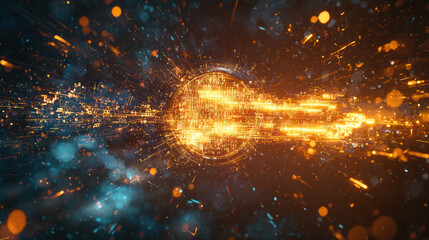 Futuristic Cybersecurity Concept Featuring Layered Digital Locks and Codes Representing Advanced Protection in a Dynamic Virtual Environment