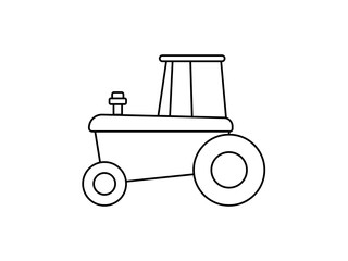Tractor for agricultural work. Black flat symbol. Isolated image on a white background.