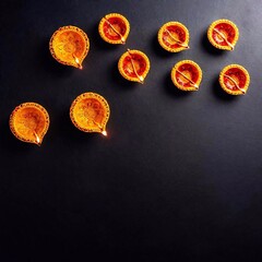 Fototapeta premium Diwali Festive Lights on background, top view. copy space background