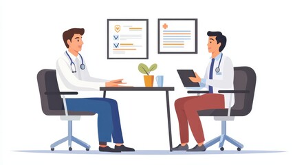 A meeting between an insurance advisor and a client, discussing different health insurance plan options for individual needs.