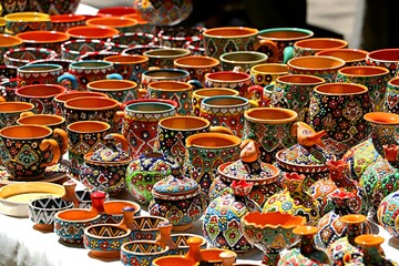 Handmade ceramics at a bazaar in Yerevan