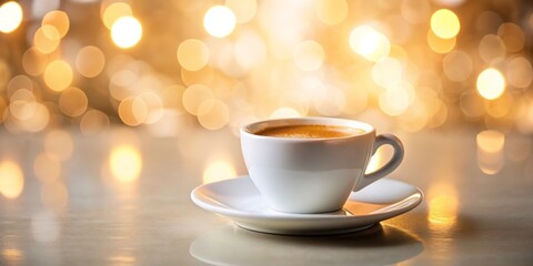 Rich Espresso Coffee Shot with Perfect Crema in a Minimalist White Ceramic Cup on a Soft Background, Highlighting the Elegance of Coffee Culture and Artistry in Every Sip