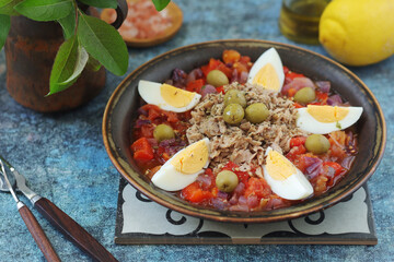 A traditional dish of Tunisian cuisine - Mechouia salad