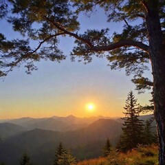 Obraz premium beautiful sunset in the mountains