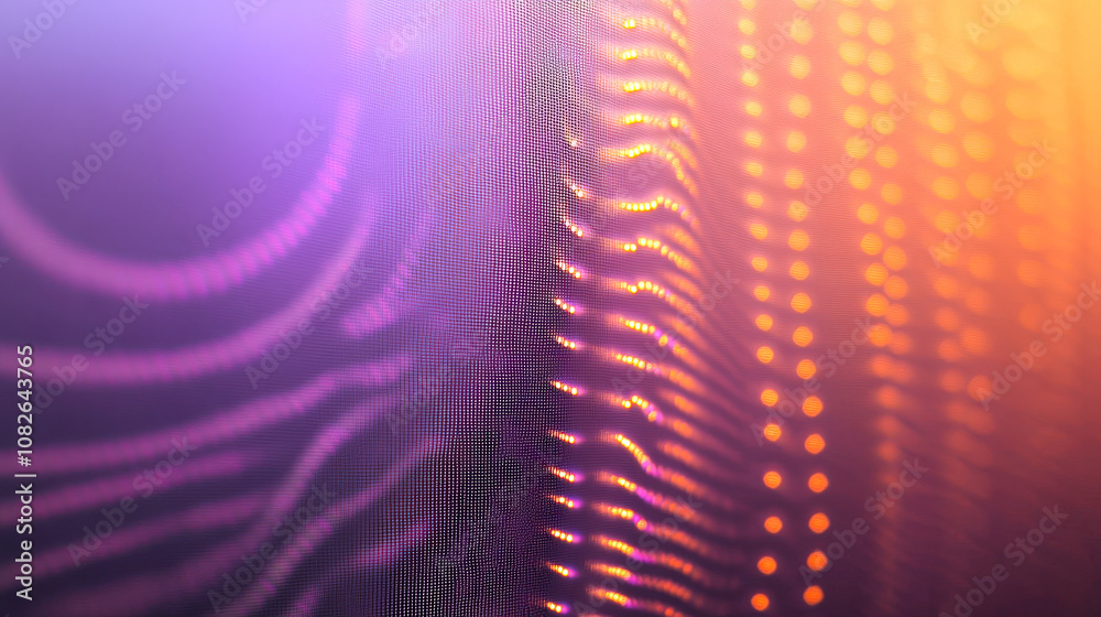 Poster Colorful patterns of purple and orange intertwine with wavy lines and dots, forming an abstract design that captivates and engages the viewer
