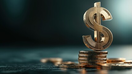 Finance drives investment growth. Stacked Coins Forming a Dollar Symbol Illustration