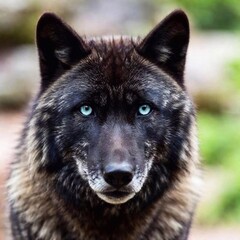 Obraz premium close up of a beautiful black wolf