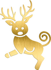 Golden Reindeer Icon with Curling Tail – Playful and Festive Icon for Holiday Cards, Seasonal Branding, and Christmas-Themed Graphics – Perfect for Adding a Whimsical Touch to Winter Projects and Deco