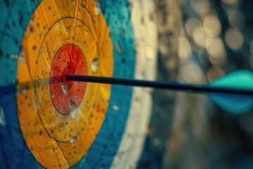 Arrow is hitting the center of an archery target, symbolizing success and achievement