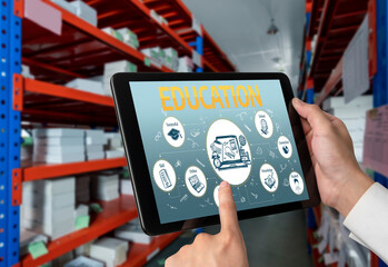 E-learning website with sofware for student to study online on the internet network snugly