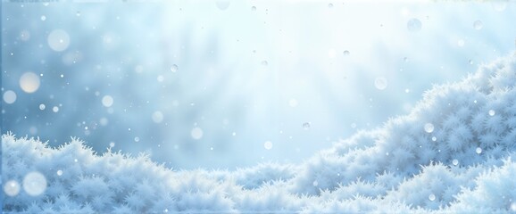 Magical snowy landscape with soft light and sparkling snowflakes
