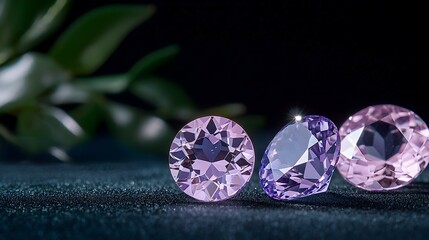 Elegant Array of Ethical Lab-Grown Gems - Showcasing Sustainable Luxury with Clarity and Sparkle Against a Dark Velvet Background