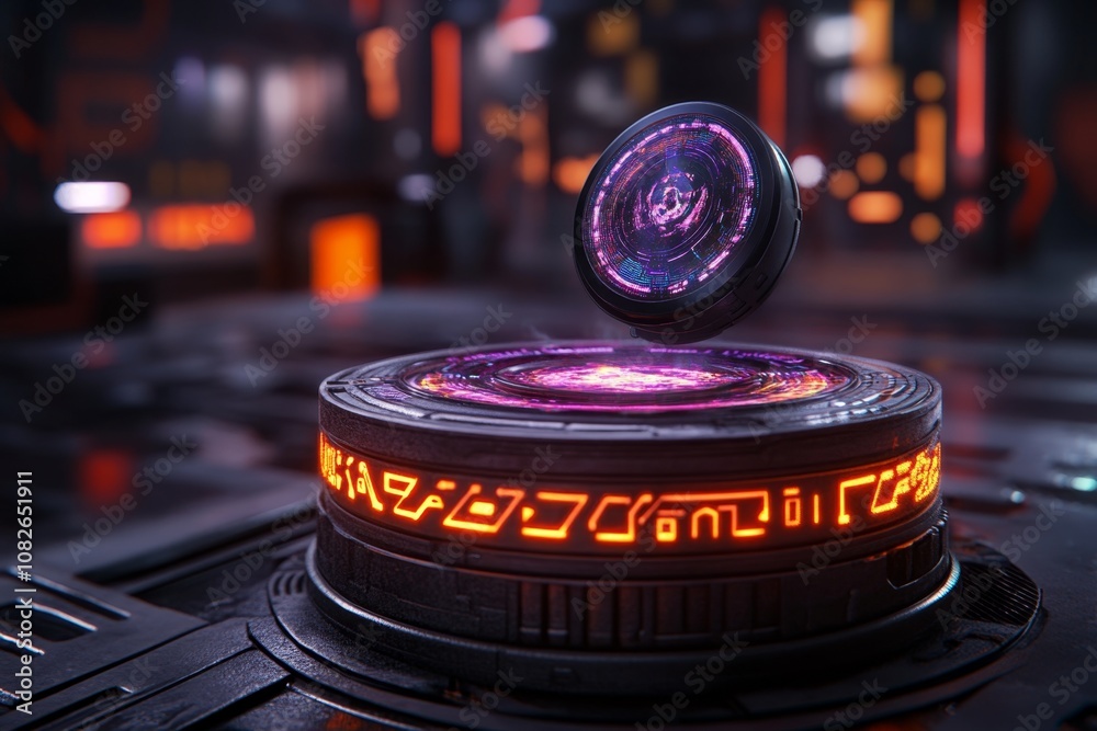 Leinwandbilder digital cooking interface in a cyberpunk style, showing parboiling process with holographic display