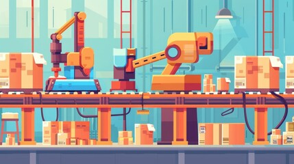 Industrial production line with conveyor belts and automated machines