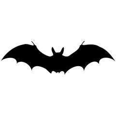 Flying bat silhouettes. Isolated black bats, swarm fly animals. A silhouette of bat, Halloween bat collection, halloween bat element. 