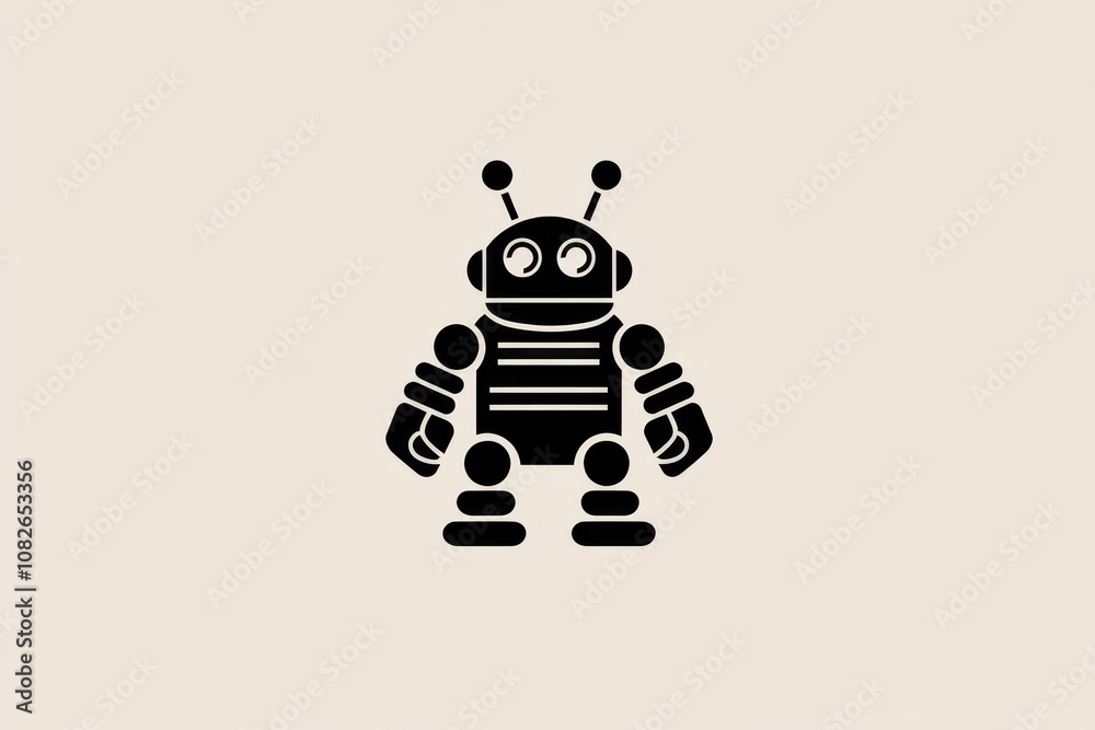 Aufkleber Flat design of a simple robot icon, clean lines and neutral background