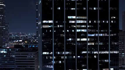 Miami Downtown skyscrapers by night aerial view - drone photography