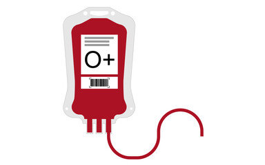 O+ Blood Transfusion bag, Blood Bag Isolated on transparent Background, O positive 