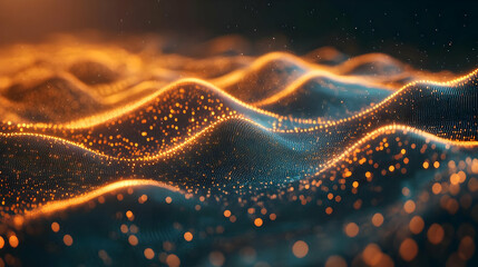 Abstract Background - Golden Particles Flowing Waves