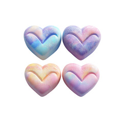 Fototapeta premium Four Pastel Heart-Shaped Bath Bombs - Aromatherapy, Relaxation, Self-Care