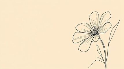 Naklejka premium Minimalist flower doodle with clean lines and a gentle design, set against a subtle background to highlight its elegant simplicity