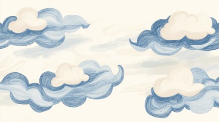 Simple doodle of clouds with smooth, flowing lines, offering a dreamy and light-hearted look against a light-colored backdrop.
