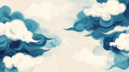 Simple doodle of clouds with smooth, flowing lines, offering a dreamy and light-hearted look against a light-colored backdrop.