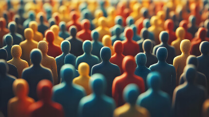 Obraz premium 3D Illustration Crowd Diverse People Community Society Group