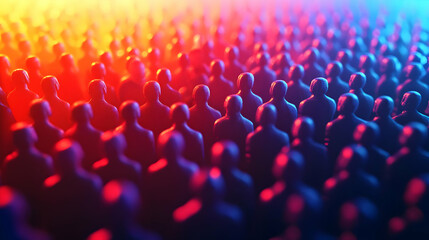 Obraz premium 3D Illustration Crowd People Audience Red Blue Light