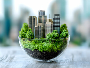 Conceptual Photo - Eco-Friendly City in a Glass Bowl