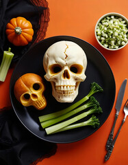 Halloween Skull Food Plate Party Decor