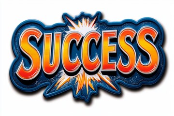 Vintage-style poster with the word "SUCCESS" in bold letters, with a classic color scheme and inspirational vibe