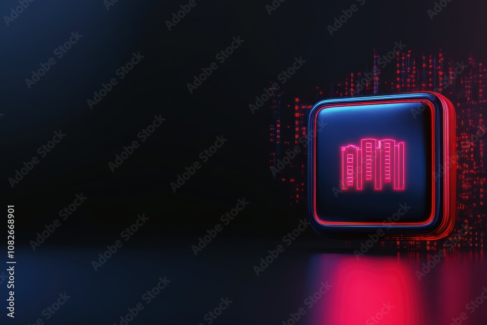 Aufkleber A futuristic digital interface displaying binary code with a glowing data symbol, representing advanced technology and data processing.