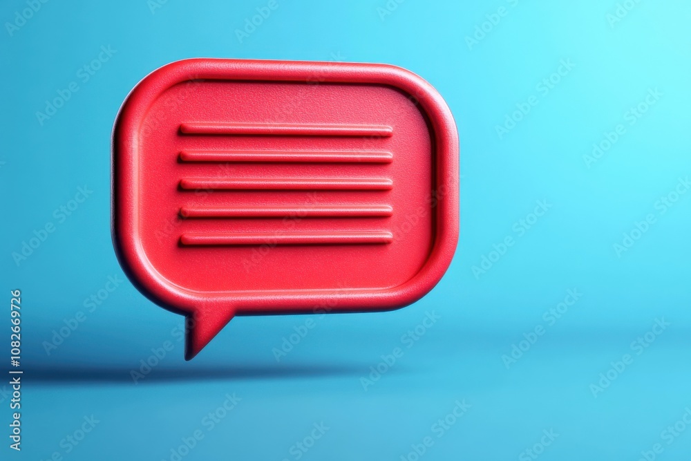 Poster a red chat bubble icon is displayed against a blue background, representing communication and conver