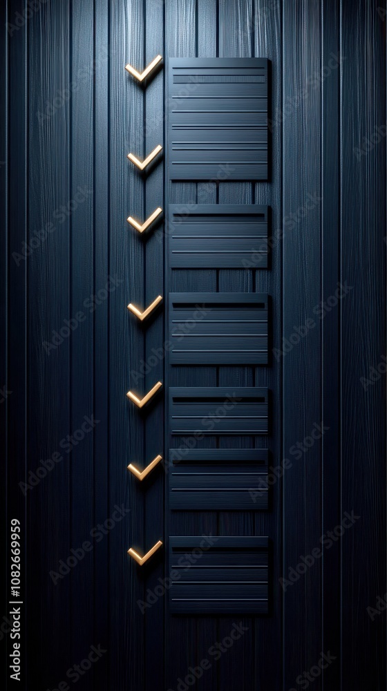 Poster a sleek, modern design featuring vertical lines and golden accents, creating an elegant and sophisti
