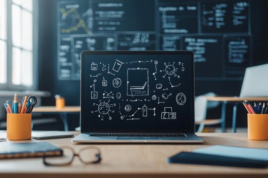 Dynamic virtual classroom scene online learning environment digital workspace interactive design innovative education concept