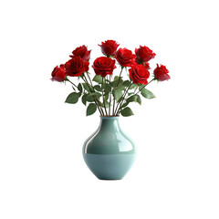 Obraz premium Elegant Red Roses in a Teal Vase