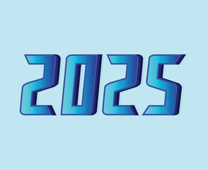 2025 Happy New Year Design Typography Blue 3D Realistic Creative Abstract Vector Illustration