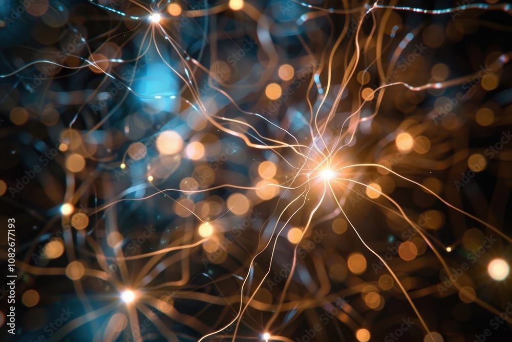 Aufkleber Colorful abstract representation of neural connections illustrating brain activity in a scientific exploration setting