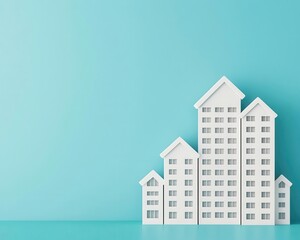 Real estate risk, leaning buildings, unstable housing market, 3D illustration
