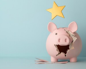 Economic recession, broken piggy bank, financial stress, 3D illustration