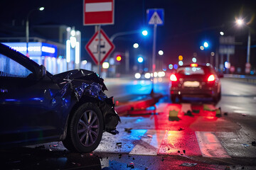 Collision of two vehicles involved in major accident on road with major damage