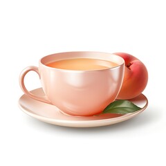 Obraz premium Peach Cup: Isolated Backdrop Featuring Warm and Delicate Color Design 