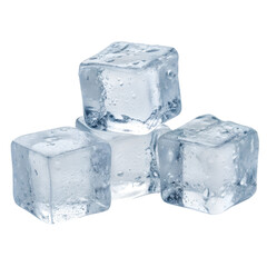 Stack of Transparent Ice Cubes isolate on transparent background cutout, PNG file, Cutout file