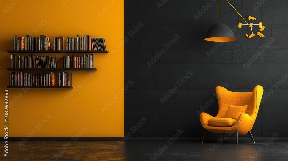 Poster create an inspiring office library area cozy space motivational books modern design inviting atmosph