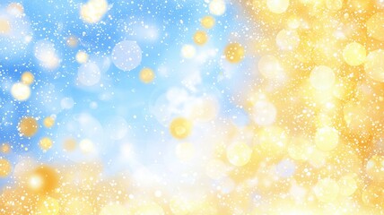 Soft Bokeh Scene with Shimmering Golden and Blue Hues, Capturing a Dreamy Atmosphere Ideal for Backgrounds or Magical Themes